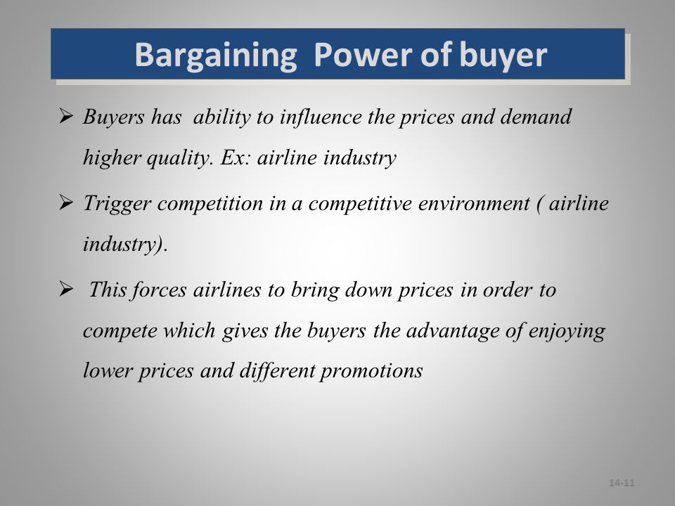 Bargaining power of buyers in hotel industry